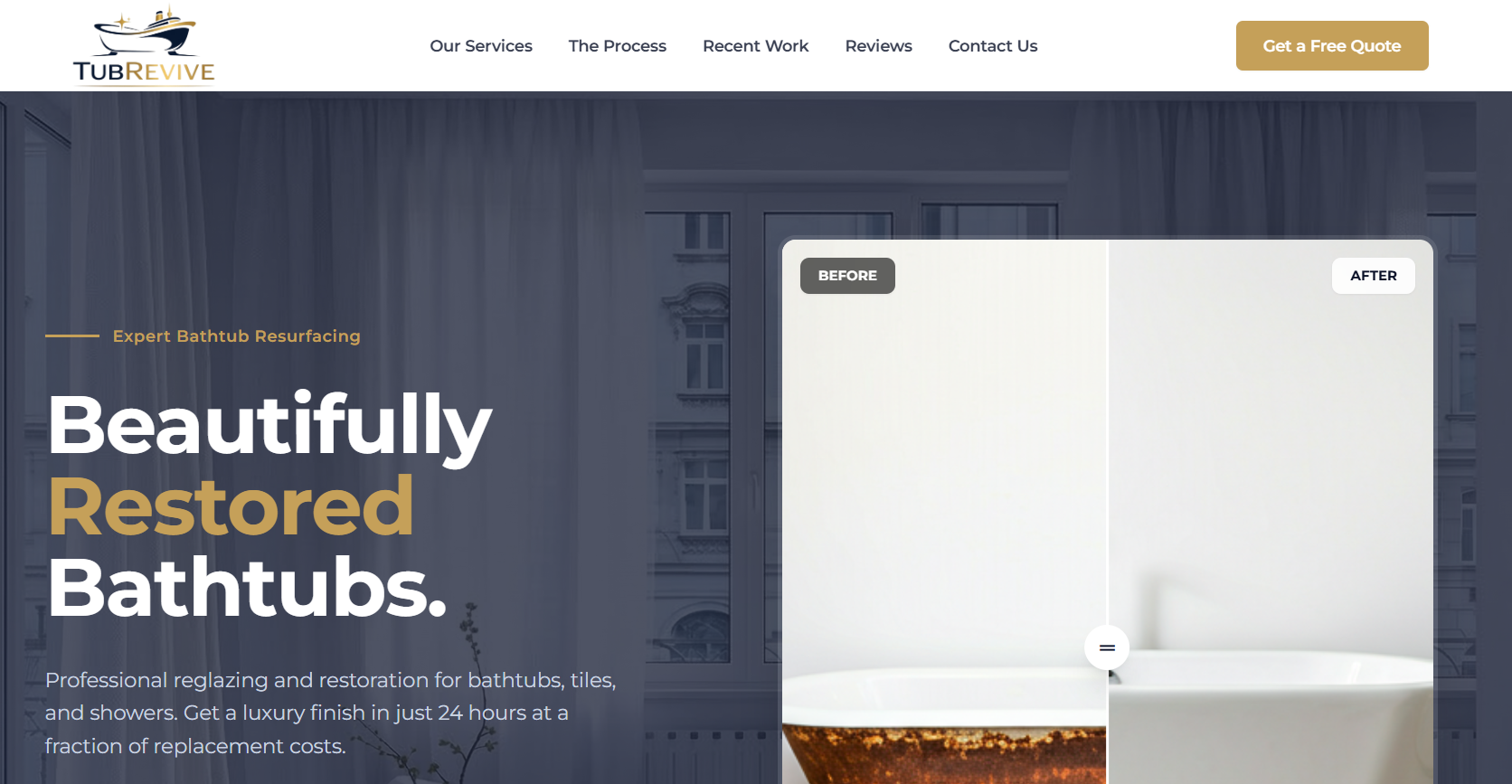 TubRevive website, a Bathtub Resurfacing business built by Skycrest